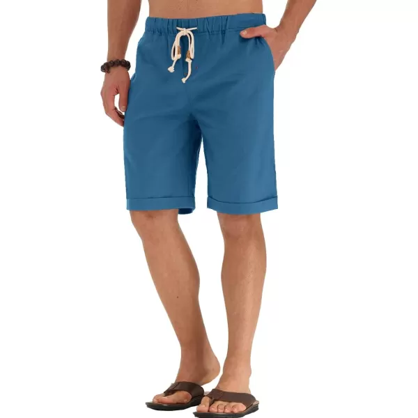 NITAGUT Men's Linen Casual Classic Fit Short Drawstring Summer Beach Shorts