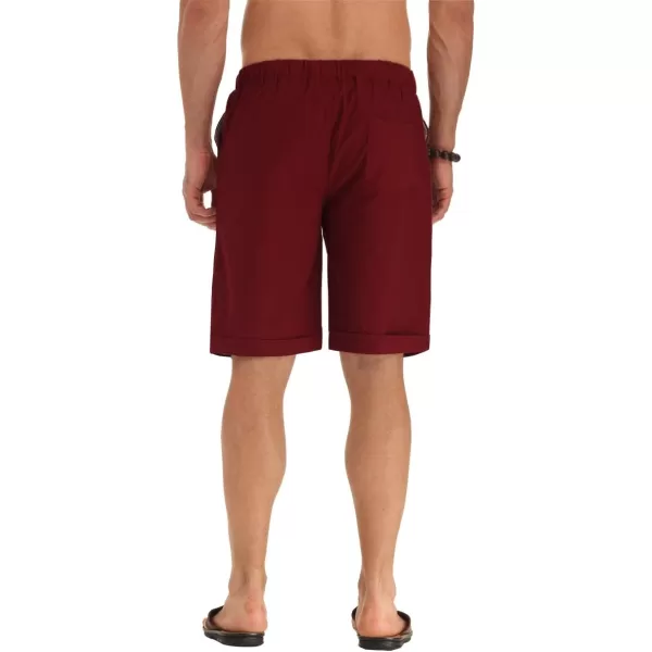 NITAGUT Men's Linen Casual Classic Fit Short Drawstring Summer Beach Shorts