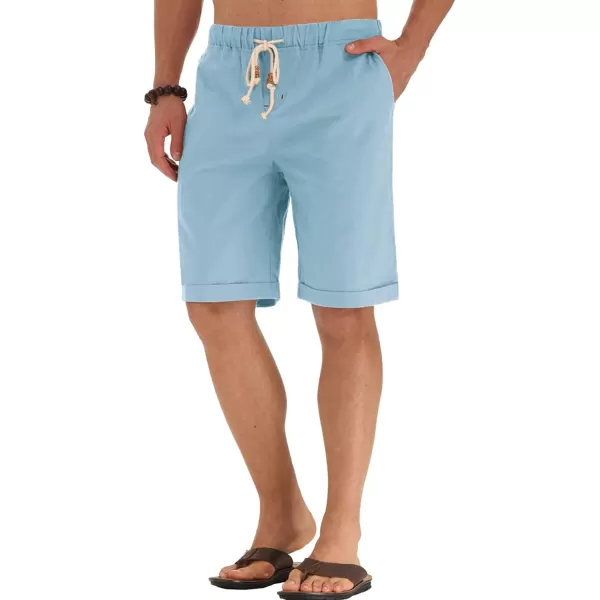 NITAGUT Men's Linen Casual Classic Fit Short Drawstring Summer Beach Shorts