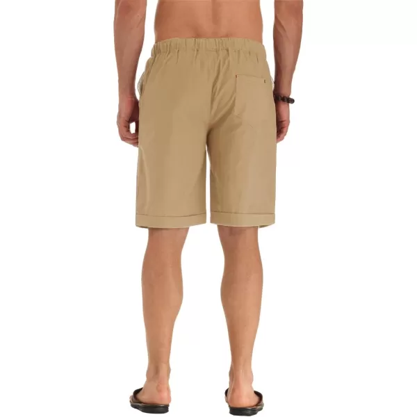 NITAGUT Men's Linen Casual Classic Fit Short Drawstring Summer Beach Shorts