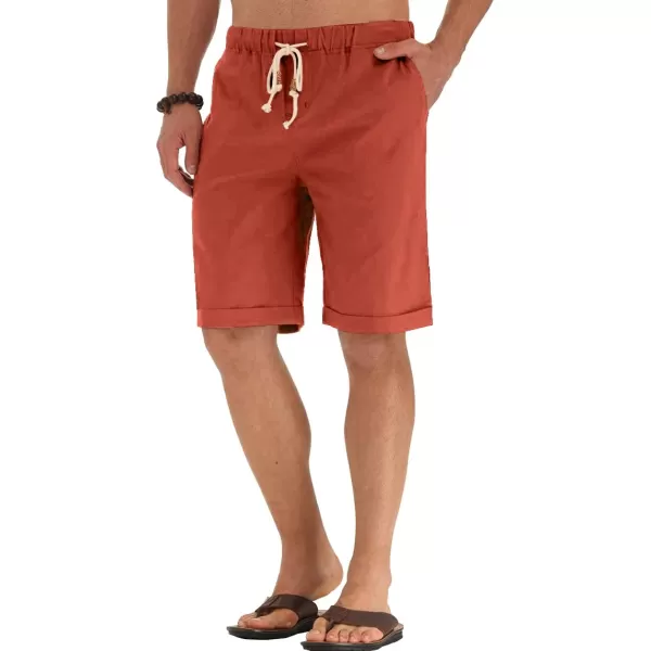 NITAGUT Men's Linen Casual Classic Fit Short Drawstring Summer Beach Shorts