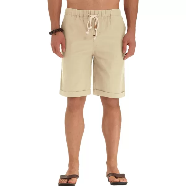 NITAGUT Men's Linen Casual Classic Fit Short Drawstring Summer Beach Shorts