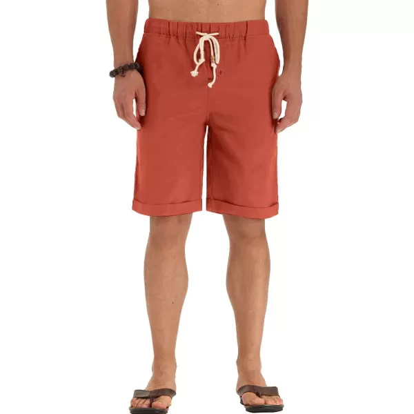 NITAGUT Men's Linen Casual Classic Fit Short Drawstring Summer Beach Shorts