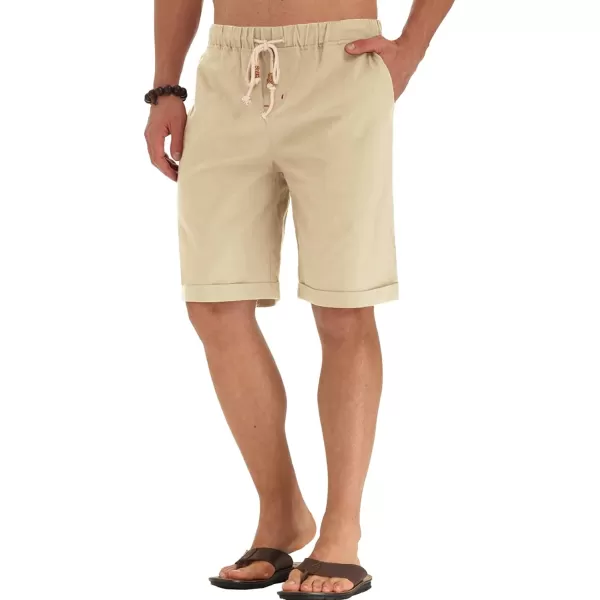 NITAGUT Men's Linen Casual Classic Fit Short Drawstring Summer Beach Shorts