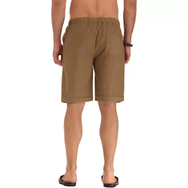 NITAGUT Men's Linen Casual Classic Fit Short Drawstring Summer Beach Shorts