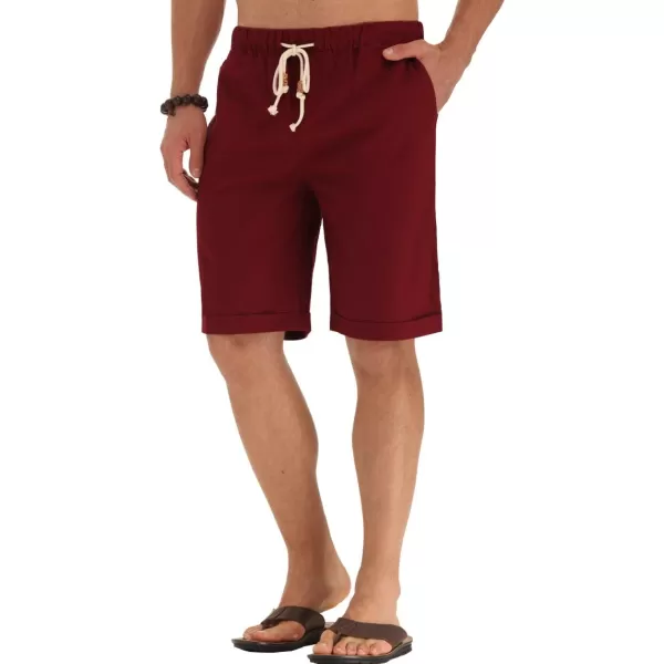 NITAGUT Men's Linen Casual Classic Fit Short Drawstring Summer Beach Shorts