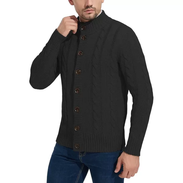 NITAGUT Mens Long Sleeve Stand Collar Cardigan Sweaters Button Down Cable Knitted Sweater