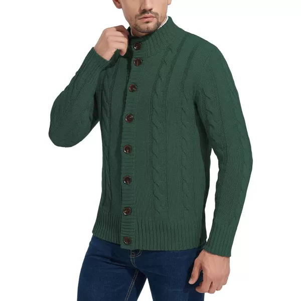 NITAGUT Mens Long Sleeve Stand Collar Cardigan Sweaters Button Down Cable Knitted Sweater