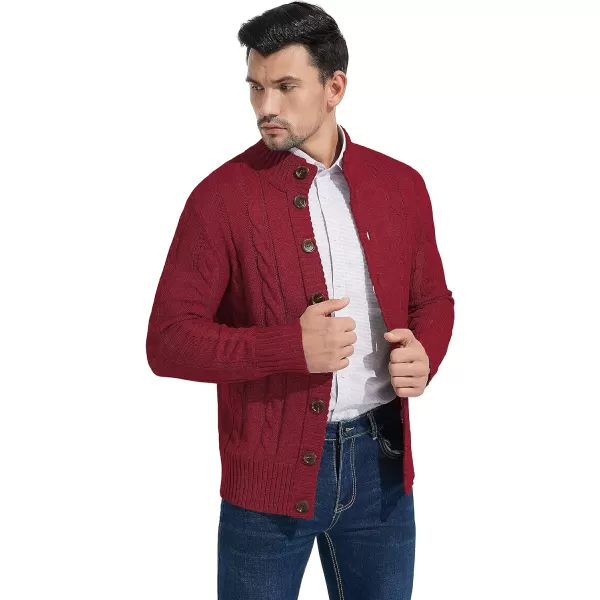 NITAGUT Mens Long Sleeve Stand Collar Cardigan Sweaters Button Down Cable Knitted Sweater