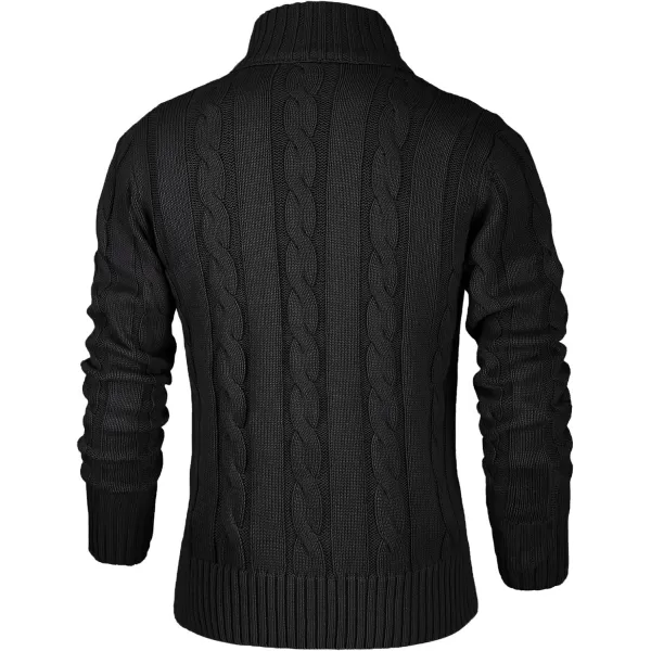 NITAGUT Mens Long Sleeve Stand Collar Cardigan Sweaters Button Down Cable Knitted Sweater