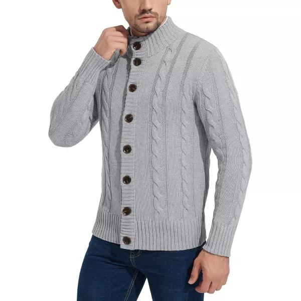 NITAGUT Mens Long Sleeve Stand Collar Cardigan Sweaters Button Down Cable Knitted Sweater