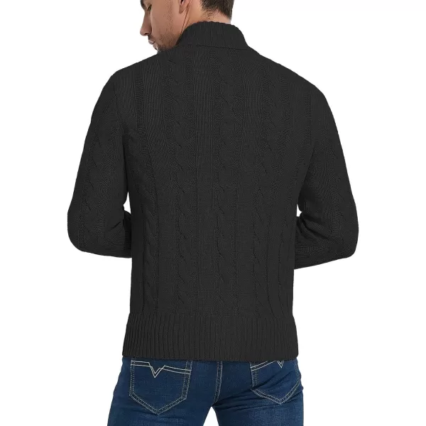 NITAGUT Mens Long Sleeve Stand Collar Cardigan Sweaters Button Down Cable Knitted Sweater