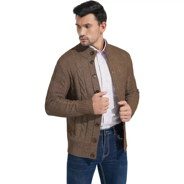 NITAGUT Mens Long Sleeve Stand Collar Cardigan Sweaters Button Down Cable Knitted Sweater