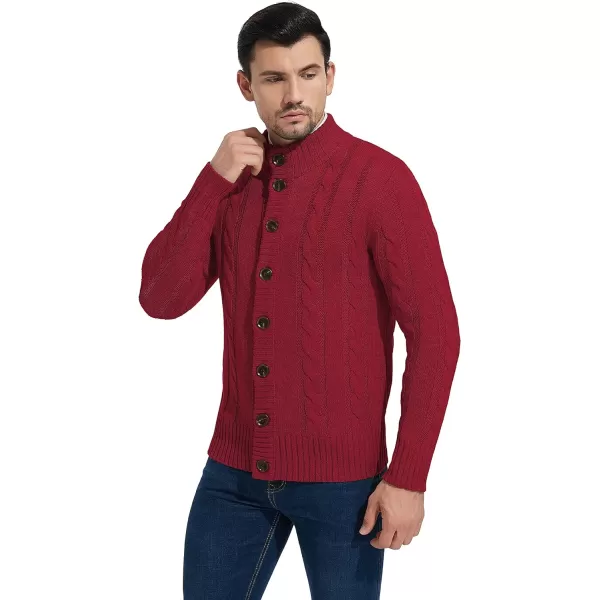 NITAGUT Mens Long Sleeve Stand Collar Cardigan Sweaters Button Down Cable Knitted Sweater