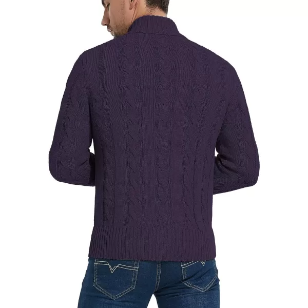 NITAGUT Mens Long Sleeve Stand Collar Cardigan Sweaters Button Down Cable Knitted Sweater