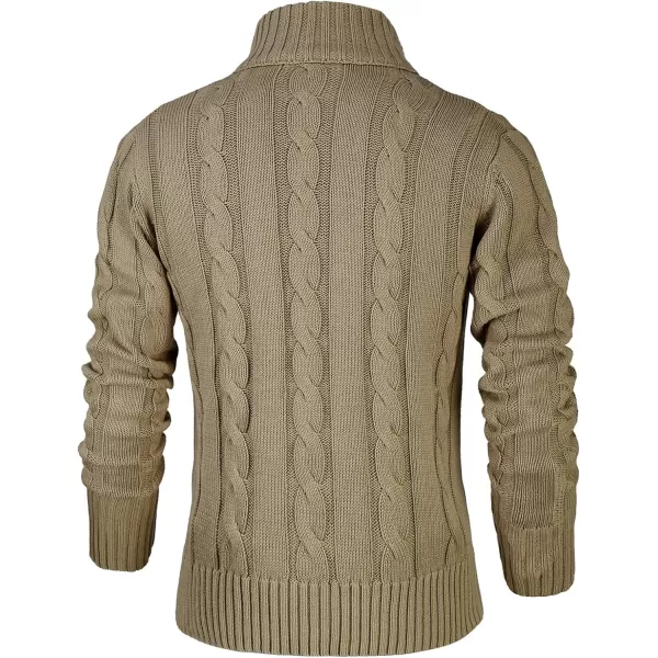 NITAGUT Mens Long Sleeve Stand Collar Cardigan Sweaters Button Down Cable Knitted Sweater