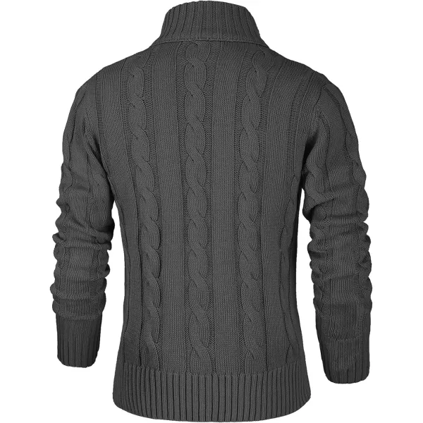 NITAGUT Mens Long Sleeve Stand Collar Cardigan Sweaters Button Down Cable Knitted Sweater
