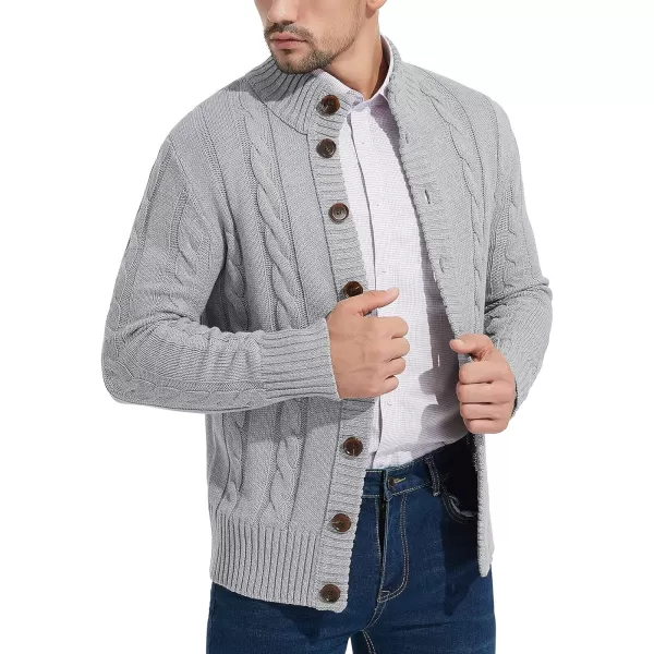 NITAGUT Mens Long Sleeve Stand Collar Cardigan Sweaters Button Down Cable Knitted Sweater