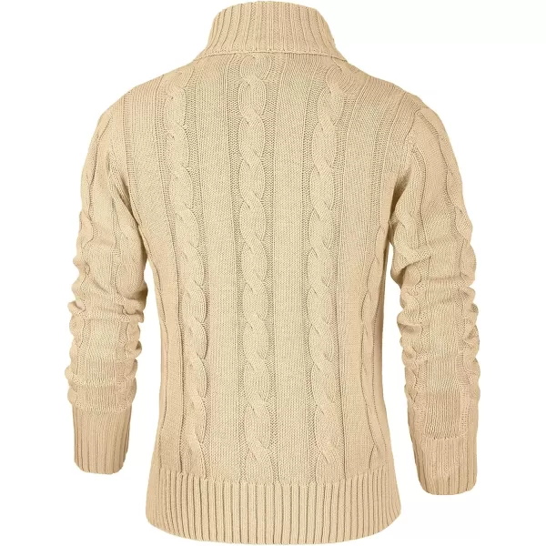 NITAGUT Mens Long Sleeve Stand Collar Cardigan Sweaters Button Down Cable Knitted Sweater
