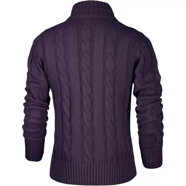 NITAGUT Mens Long Sleeve Stand Collar Cardigan Sweaters Button Down Cable Knitted Sweater