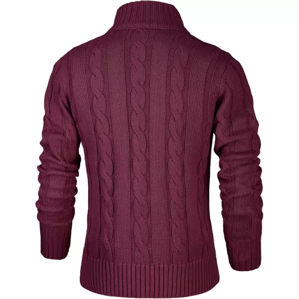 NITAGUT Mens Long Sleeve Stand Collar Cardigan Sweaters Button Down Cable Knitted Sweater
