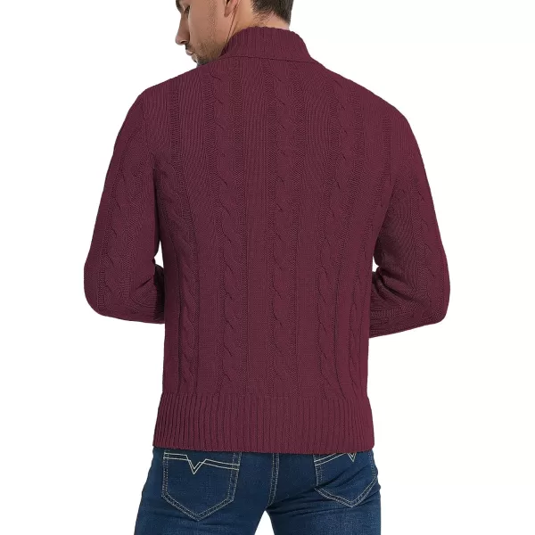 NITAGUT Mens Long Sleeve Stand Collar Cardigan Sweaters Button Down Cable Knitted Sweater