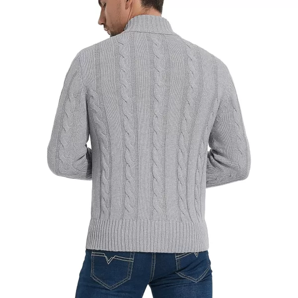 NITAGUT Mens Long Sleeve Stand Collar Cardigan Sweaters Button Down Cable Knitted Sweater