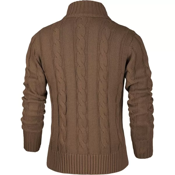NITAGUT Mens Long Sleeve Stand Collar Cardigan Sweaters Button Down Cable Knitted Sweater