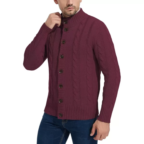 NITAGUT Mens Long Sleeve Stand Collar Cardigan Sweaters Button Down Cable Knitted Sweater