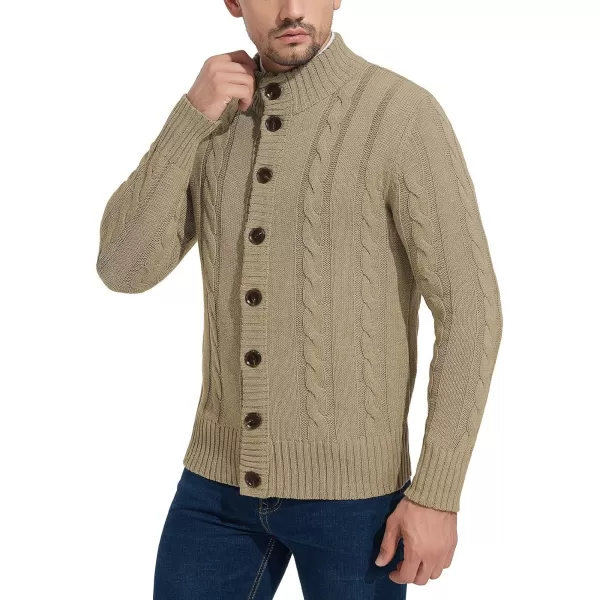 NITAGUT Mens Long Sleeve Stand Collar Cardigan Sweaters Button Down Cable Knitted Sweater