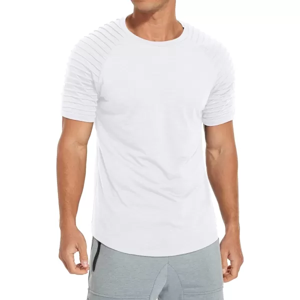 NITAGUT Men's Muscle Workout T-Shirt Pleated Raglan Short Sleeve Gym Athletic Fashion Tee Top