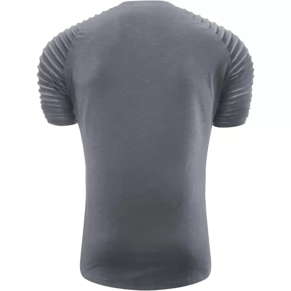 NITAGUT Men's Muscle Workout T-Shirt Pleated Raglan Short Sleeve Gym Athletic Fashion Tee Top