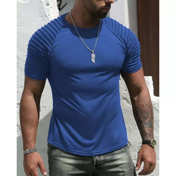 NITAGUT Men's Muscle Workout T-Shirt Pleated Raglan Short Sleeve Gym Athletic Fashion Tee Top