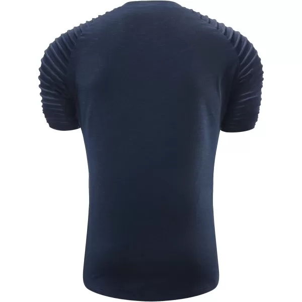 NITAGUT Men's Muscle Workout T-Shirt Pleated Raglan Short Sleeve Gym Athletic Fashion Tee Top