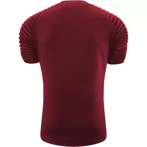 NITAGUT Men's Muscle Workout T-Shirt Pleated Raglan Short Sleeve Gym Athletic Fashion Tee Top