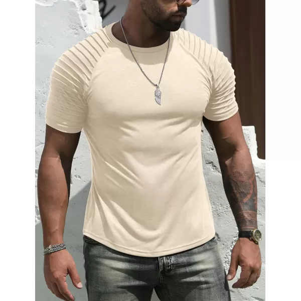 NITAGUT Men's Muscle Workout T-Shirt Pleated Raglan Short Sleeve Gym Athletic Fashion Tee Top