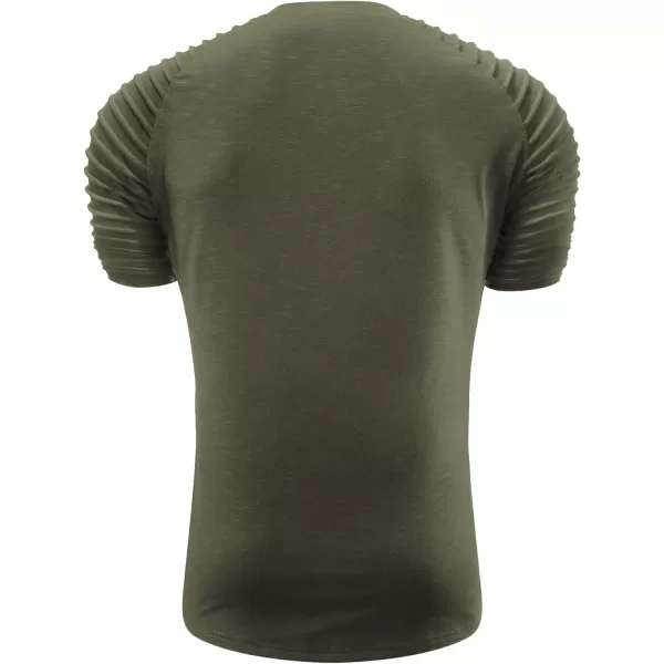 NITAGUT Men's Muscle Workout T-Shirt Pleated Raglan Short Sleeve Gym Athletic Fashion Tee Top