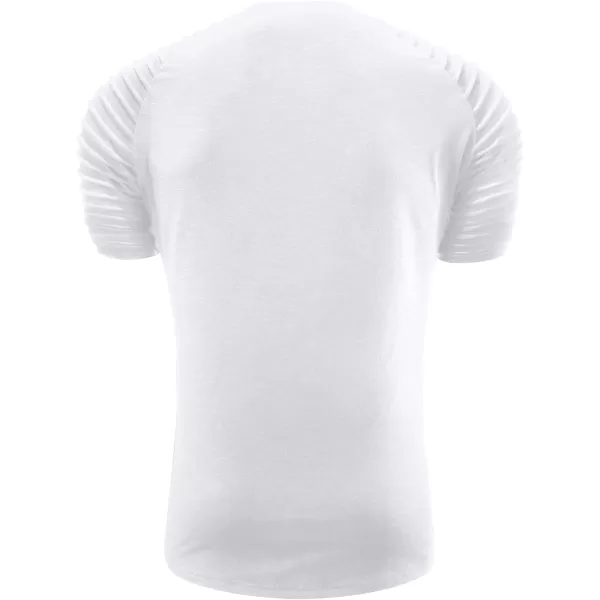 NITAGUT Men's Muscle Workout T-Shirt Pleated Raglan Short Sleeve Gym Athletic Fashion Tee Top