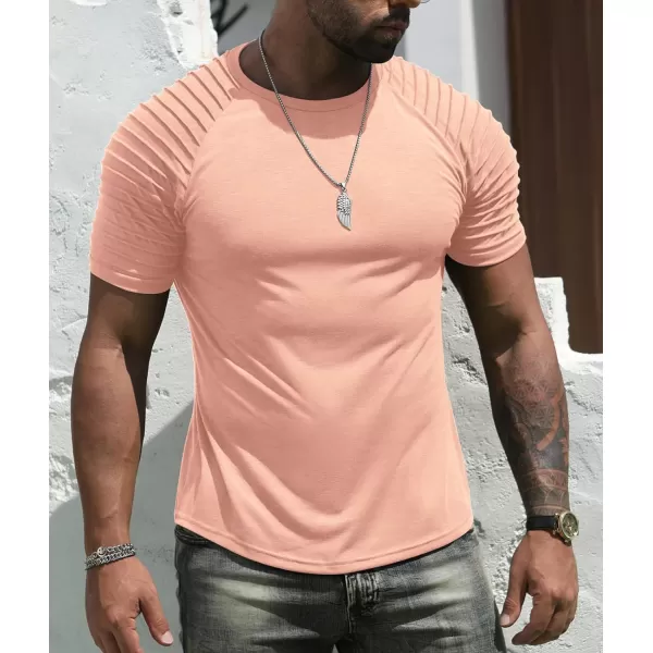 NITAGUT Men's Muscle Workout T-Shirt Pleated Raglan Short Sleeve Gym Athletic Fashion Tee Top