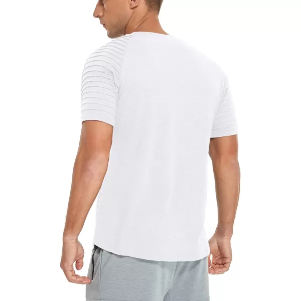 NITAGUT Men's Muscle Workout T-Shirt Pleated Raglan Short Sleeve Gym Athletic Fashion Tee Top