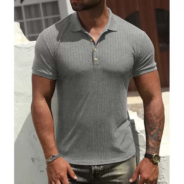 NITAGUT Men's Polo Shirts Shorts&amp; Long Sleeve Casual Slim Fit Workout Shirts