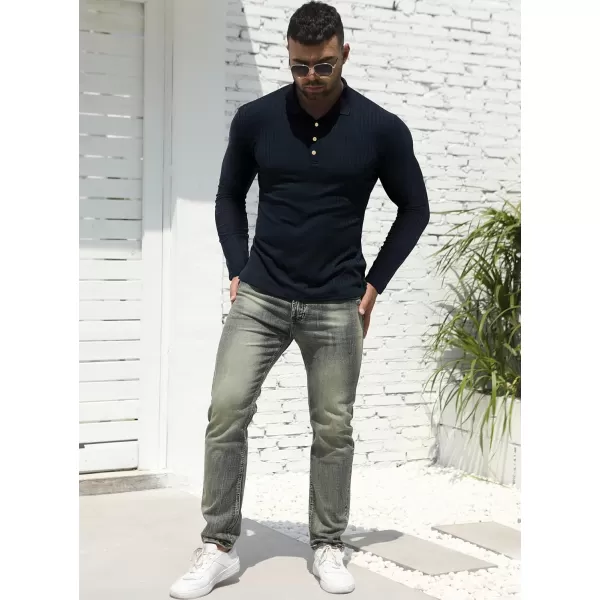 NITAGUT Men's Polo Shirts Shorts&amp; Long Sleeve Casual Slim Fit Workout Shirts