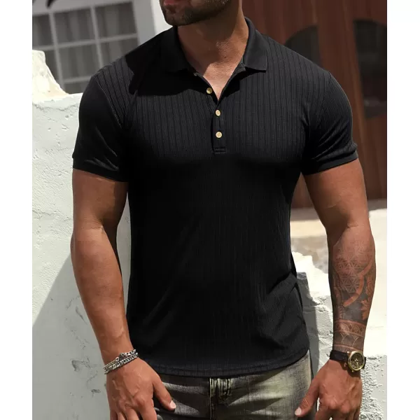 NITAGUT Men's Polo Shirts Shorts&amp; Long Sleeve Casual Slim Fit Workout Shirts