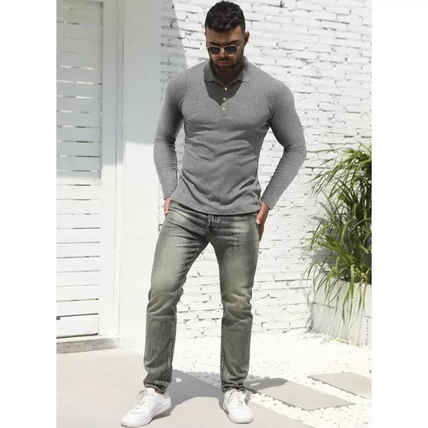 NITAGUT Men's Polo Shirts Shorts&amp; Long Sleeve Casual Slim Fit Workout Shirts