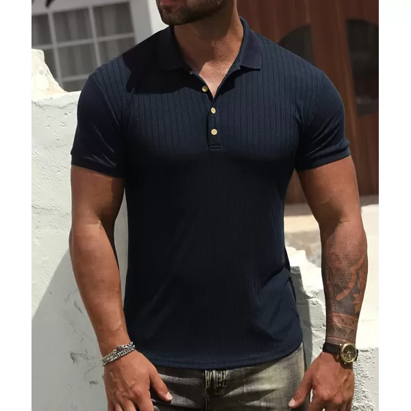 NITAGUT Men's Polo Shirts Shorts&amp; Long Sleeve Casual Slim Fit Workout Shirts