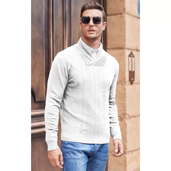NITAGUT Mens Shawl Collar Pullover Sweater Slim Fit Sweater Cable Knit Pullover V Neck Soft Casual Button Sweater for Man
