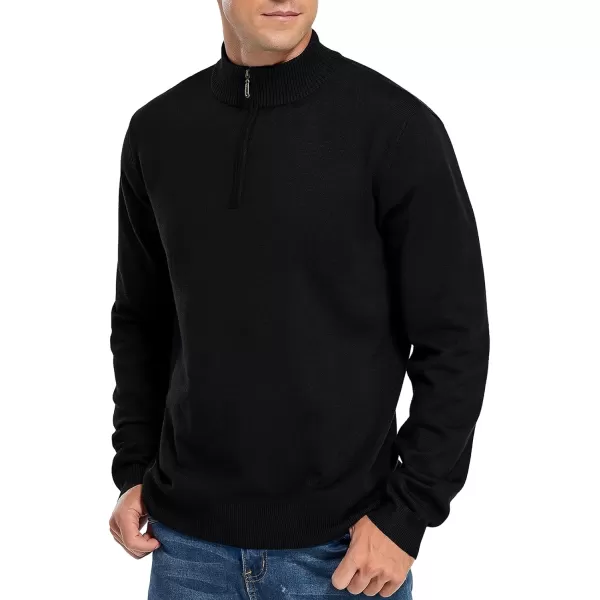 NITAGUT Mens Slim Fit Quarter Zip Mock Neck Polo Sweater Casual Long Sleeve Sweater and Turtleneck Pullover