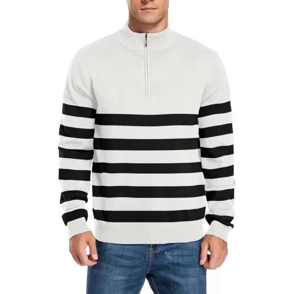 NITAGUT Mens Slim Fit Quarter Zip Mock Neck Polo Sweater Casual Long Sleeve Sweater and Turtleneck Pullover