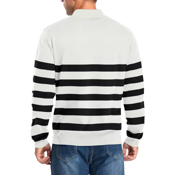 NITAGUT Mens Slim Fit Quarter Zip Mock Neck Polo Sweater Casual Long Sleeve Sweater and Turtleneck Pullover