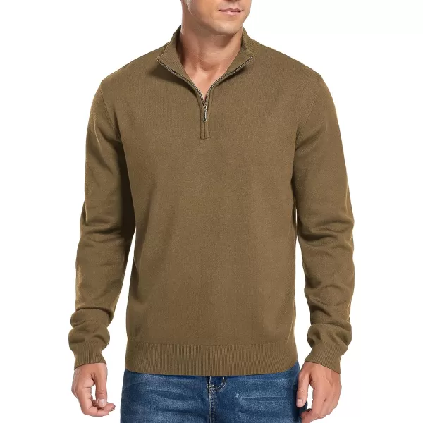 NITAGUT Mens Slim Fit Quarter Zip Mock Neck Polo Sweater Casual Long Sleeve Sweater and Turtleneck Pullover